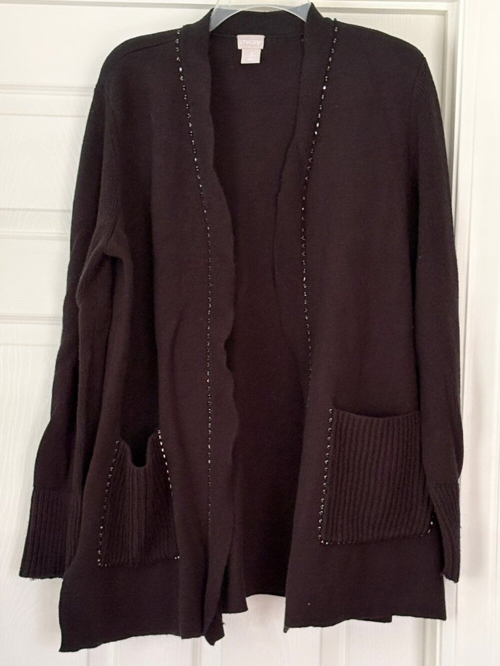Chico's black embellished cardigan sweater, XL
